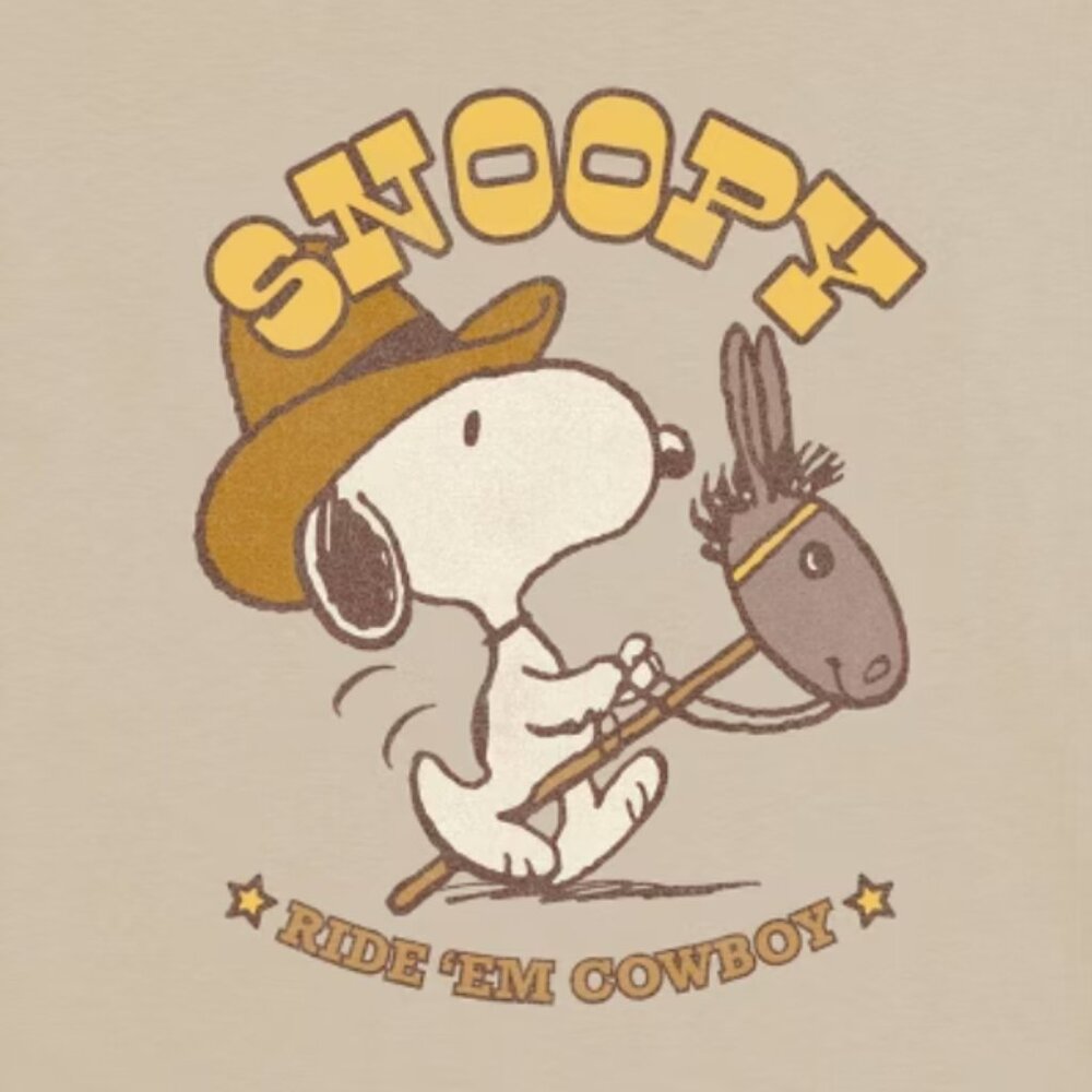 Men's Peanuts Snoopy Cowboy Roundneck T-Shirt - Tan - Picture 3 of 4
